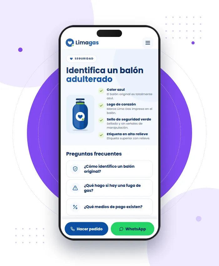 Limagas: sección Seguridad en versión móvil