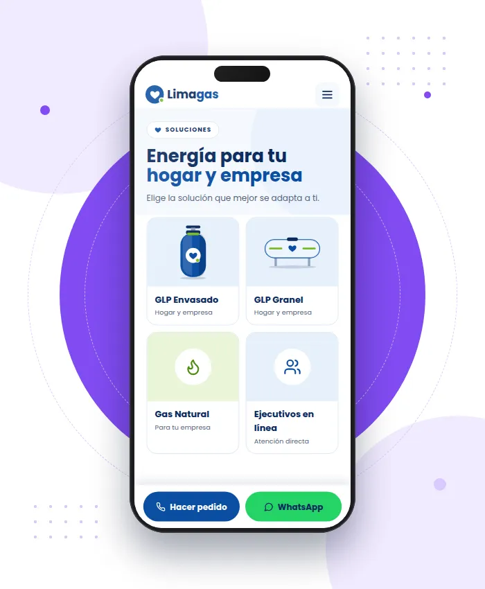 Limagas: sección Soluciones en versión móvil