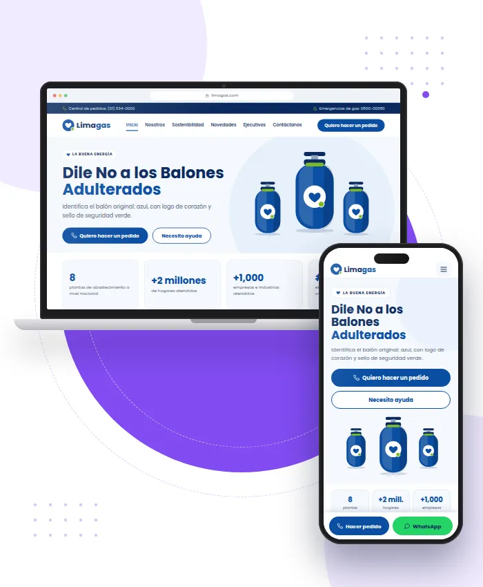 Limagas: página principal del sitio web de venta de gas en Lima